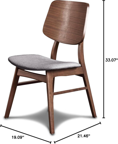 New Classic Furniture Oscar Wood Dining Chair with Dk Gray Cushion (Set of 2), Walnut