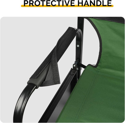 26" Tall Directors Chair, Outdoor Height Seat Folding Chair with Side Table & Storage Bag, Support for 300Lbs, Portable Makeup Artist Chair with Bar Height (Green)