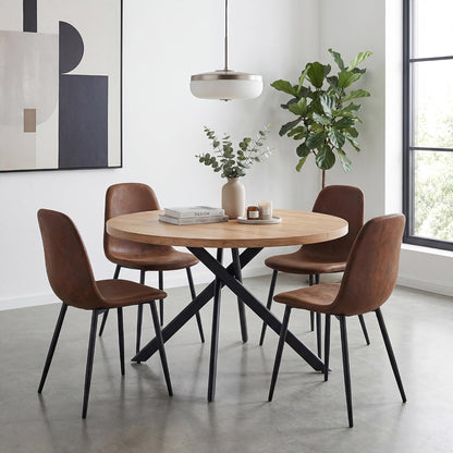 Round Dining Table Set for 4, Round Kitchen Dining Table and Chairs Set for 4,46.5" Modern Dining Room Table Set for 4 with Upholstered Chairs for Small Space Kitchen Office Cafe Apartment