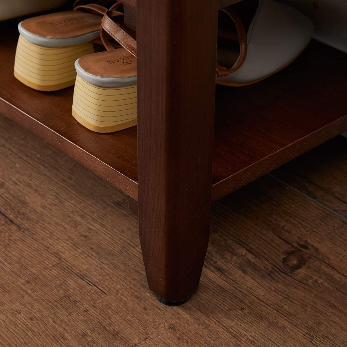 XKZG Shoe Rack Bench Wooden Shoe Storage Bench Entryway Bench, Brown, 23.6" | Rubber wood, Shoe Bench for Entryway, Living Room, Bedroom, Balcony, 23.6"W x 11.8"D x 16.5"H
