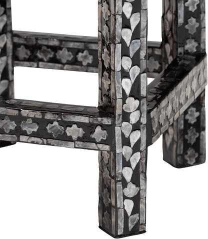 bali & pari Elara Coastal Black and White Mother of Pearl Capiz Shell End Table