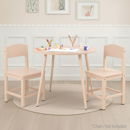 Best Choice Products Round 35.5in Dining Table for 4 w/Sturdy Wood Finish Steel Legs, Mid Century Modern, Space-Saving, Small Space Circle Dinette for Home, Kitchen, Apartment - Pink