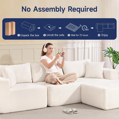 Brage Living 2026 New 108" Cloud Sectional Couch, Comfy Modular Sectional Sofa with Deep Seat, Sofa Couch with L-Shaped Chaise for Living Room, No Assembly Required (Beige, with Ottoman)