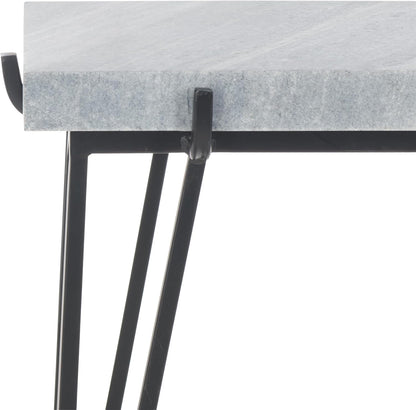 SAFAVIEH Home Collection - Rolf Accent Table, Rectangular Marble Side Table with Black Metal Legs, Fully Assembled (ACC3725A)