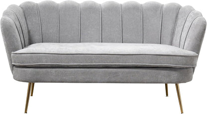 59'' Loveseat Sofa, Modern Chenille 2-Seater Sofa with Golden Legs, Comfy Upholstered Shell Accent Couch for Studio, Living Room, Store, Office (Light Grey).
