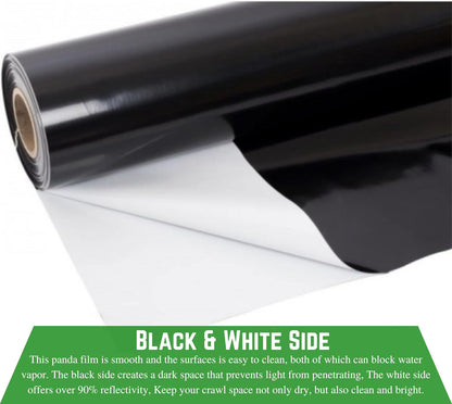 Farm Plastic Supply - Crawl Space Vapor Barrier, 20 mil - Thick Plastic Sheeting, Drop Cloth Moisture Barrier for Crawl Space Encapsulation, Heavy Duty Polyethylene, Black & White Film (24' x 10')