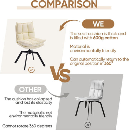 KEEZY Swivel Dining Chairs Set of 2, 360°AUTO Swivel Cat Scratch Resistant Faux Leather Chair with Padded Seat, Sturdy Metal Legs for Dining Room & Living Room