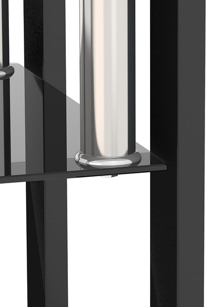 Living Room Tables Set,3 Piece Glass Coffee Table and End Tables Set with Tempered Glass Tabletop and Metal Frame for Living Room,Apartment, Small Space, Full Black