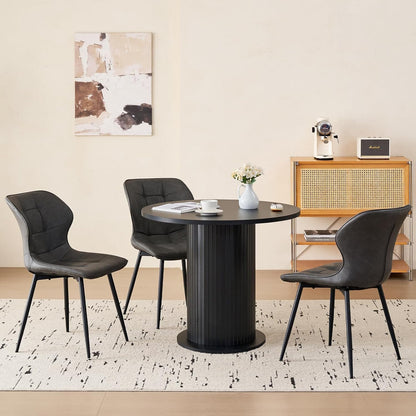 31.5" Round Dining Table for 2, Modern Small Pedestal Kitchen Table, Space Saving, for Apartment Dining Living Room,Black