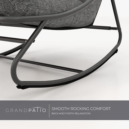 Grand patio Outdoor Rocking Chair, Padded Cushion Recliner Rocker for Front Porch Sunroom Patio Backyard, Comfy Lounge Rocking Chair for Napping Relaxing, Grey