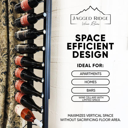 Jagged Ridge Floor-to-Ceiling Wine Rack Bundle 48 Bottles – (1) Floor-to-Ceiling Frame + (4) 12-Bottle Wall-Mounted Wine Racks – Luxurious, Modern, Space-Saving Metal Design for Home, Bar, or Kitchen
