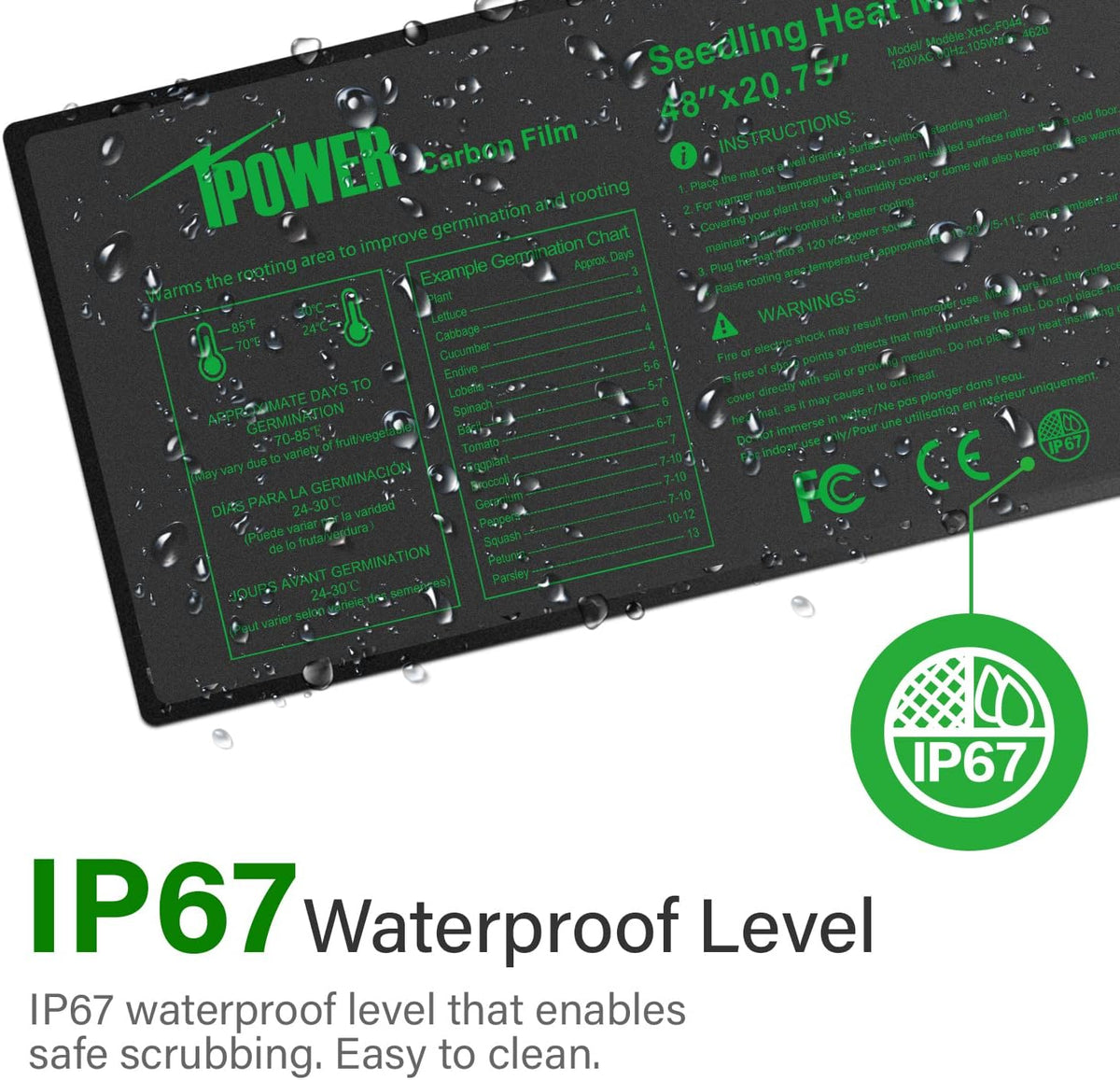 iPower GLHTMTPROLX2 2 Pack Upgraded Carbon Film 48" x 20.75" Seedling Heat Mat Durable Waterproof Indoor Warm Hydroponic Plant Germination Starting Pad
