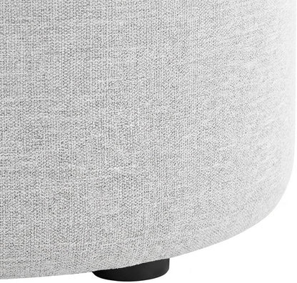 Gray 23" Round Woven Heathered Fabric Upholstered Ottoman, Outdoor Sitting Surface, Durable, Weather-Resistant, Comfortable