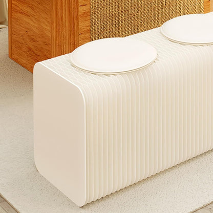 Foldable Paper Stool with 2 PU Cushion, 3.9ft Accordion Paper Stool Folding Craft Bench, One Seat Can Holds 220lbs, Shoe Change Stool for Home, Office, Exhibition, Shopping Mall