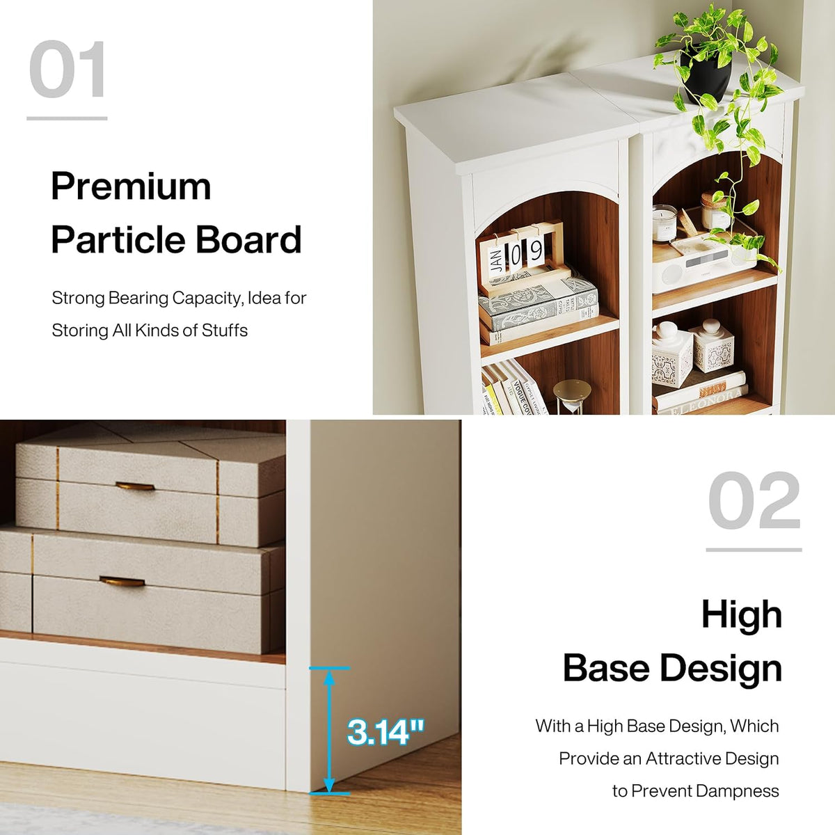 Tribesigns 70.9-Inch Tall Narrow Bookcase, 5-Tier Cube Bookshelf with Storage, Modern Slim Corner Display Shelves for Home Office, Living Room, White and Oak