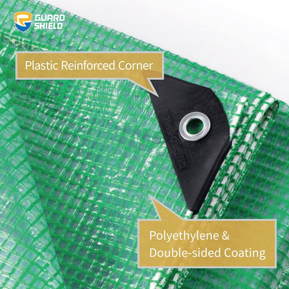 GUARD SHIELD Clear Green Tarp Heavy Duty 10x12 Feet Waterproof for Greenhouse Outdoor Garden Poly Cover UV Resistant 3x3 Weave 10mil