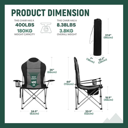 OUTSIDER Folding Camping Chair for Adults Heavy Duty – Supports 400 lbs, Portable Chair with Cup Holder, Side Pocket & Large Rear Mesh Storage Bag, Lightweight Lawn Chair for Camping (Style-4, 2)