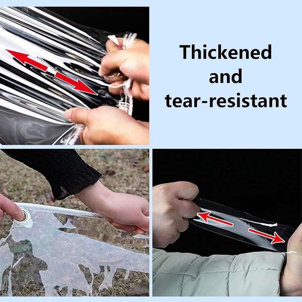 10' X 15' Clear Vinyl Tarp, 14 Mil Clear Tarps Heavy Duty Water Resistant, 400g/m² Thickened Tear Resistant with Metal Grommets, for Patio Porch and Garden Chicken Coop