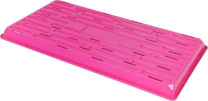 SUNPACK 10" x 20" Heavy Duty Shallow Plastic Seed Starting Tray, Magenta, 1" (Pack of 10) - Lined with Drainage Holes for Excess Water and Aeration, Ideal for Greenhouses or Indoor Gardening