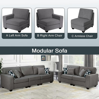 Legend Vansen Modular Sectional Sofa L Shaped Couch with Ottoman Modern Reversible Corner Sectional Couch for Living Room