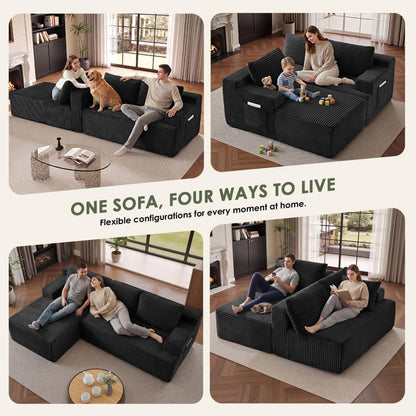 96" Sectional Couches for Living Room Cloud Couch Sofa with L-Shape Upholstered Couchs Modern Modular Sectional Couch with Chaise