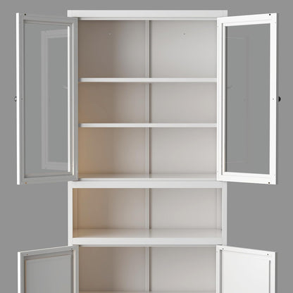 Havemies Modern White Metal Pantry Cabinet - 72" Freestanding Multifunctional Storage for Decluttering Kitchen, Pantry, Bathroom & Laundry Room