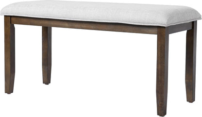 38-inch Small Upholstered Dining Bench, Vintage Wooden Bench Indoor, Entry Way Bench with Cushion, Farmhouse Rectangular Ottoman for Kitchen Bedroom End of Bed and Hallway (Beige+Brown)