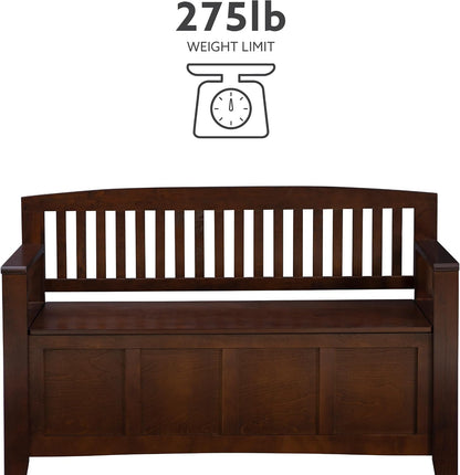 Linon Home Dcor Linon Home Decor Cynthia Storage Bench, 50"w x 17.25"d x 32"h, Walnut