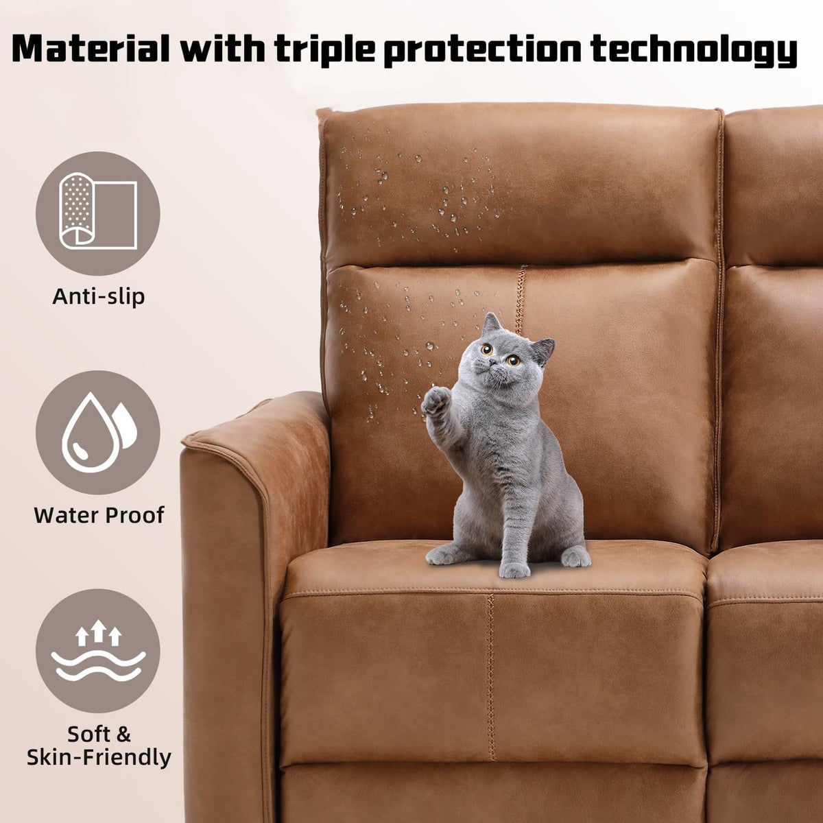 CANMOV Manual Loveseat Recliner Sofa, Wall-Hugger 2 Seat Reclining Love Seat Couches, Leathaire Reclining Sofa Set, Double Seater Recliner Chair for Living Room, Office, Apartment, Brown
