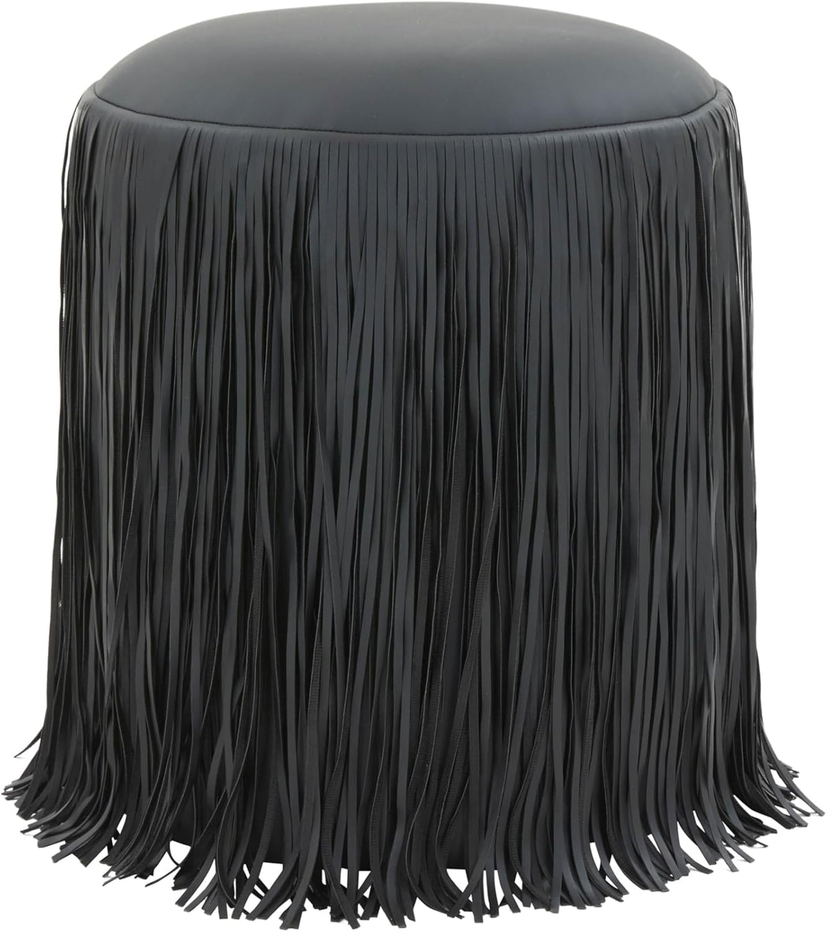 Tov Furniture Shag Me Black Performance Vegan Leather Ottoman