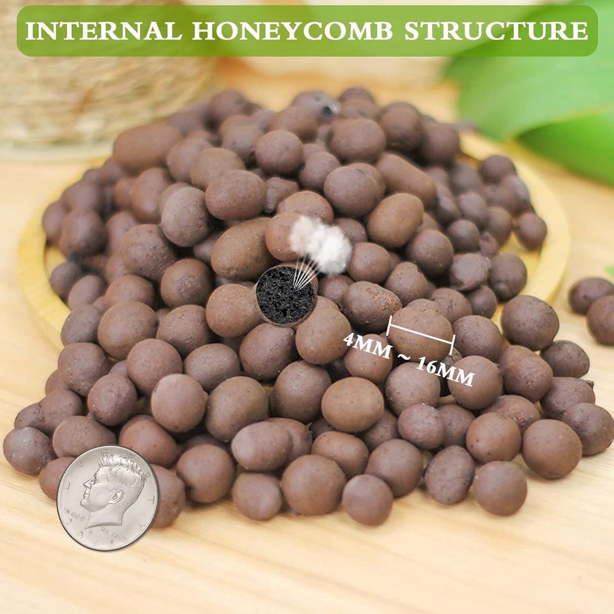 Halatool 16LB Organic Clay Pebbles 4mm-16mm Leca for Plants 100% Natural Lightweight Hydroton Clay Pebbles for Hydroponics Gardening Orchids Drainage Decoration Aquaponics