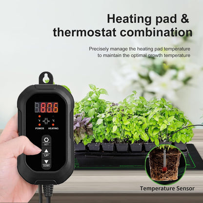20"x 10" Seedling Heat Mat with Digital Thermostat Combo Set,ETL Certified and Durable Waterproof Warm Hydroponic Heat Mat for Germination,Indoor Gardening,Brewing and Greenhouses