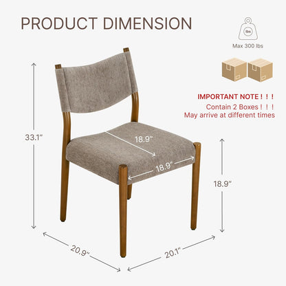 KISLOT Dining Chairs Set of 4, Ergonomic Upholstered Wood Chairs, Brown | Mid Century Modern Dining Room Chairs, Ergonomic Farmhouse Kitchen Chairs with Solid Rubber Wood Frame, Antique Walnut Leg