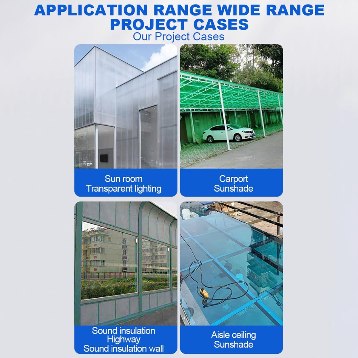 Greenhouse Panels Daylighting Roof Panels Transparent Greenhouse Panel Easy to Bend and Cut for Outdoor Gardens Greenhouses.(Blue,4x3.3ft)