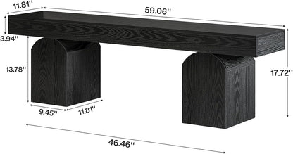 Tribesigns 59" Black Dining Bench for 2 to 3, Modern Dining Table Bench with Arched Base, Extra Long Kitchen Bench Seating for Dining Room, Living Room, Entryway