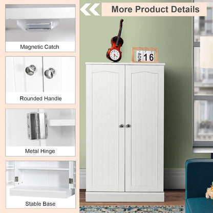 Tangkula Kitchen Pantry Cabinet, 17-Tier Buffet Sideboard with 2 Doors and 6 Adjustable Shelves, Kitchen Storage Cabinet, Space Saving Cupboard for Dining Room Living Room, 23 x 12 x 41 Inch (White)