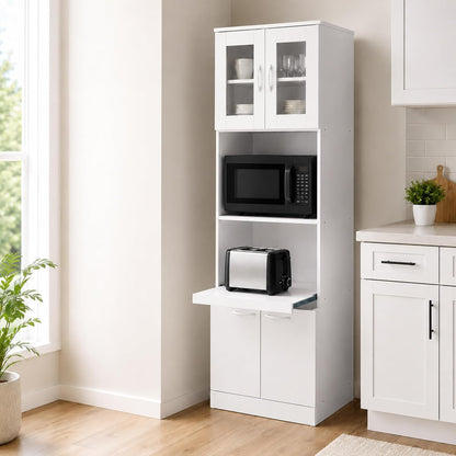 Kings Brand Furniture - Danbury Tall Kitchen Pantry, Microwave Storage Cabinet, White