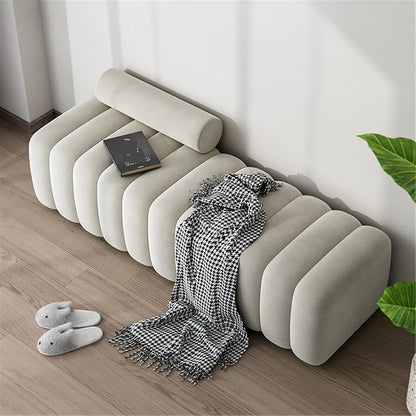 Modern Long Bench with Backrest for Changing Shoes Bedroom Bed end Walk-in Closet Rest Area Entryway(Small)