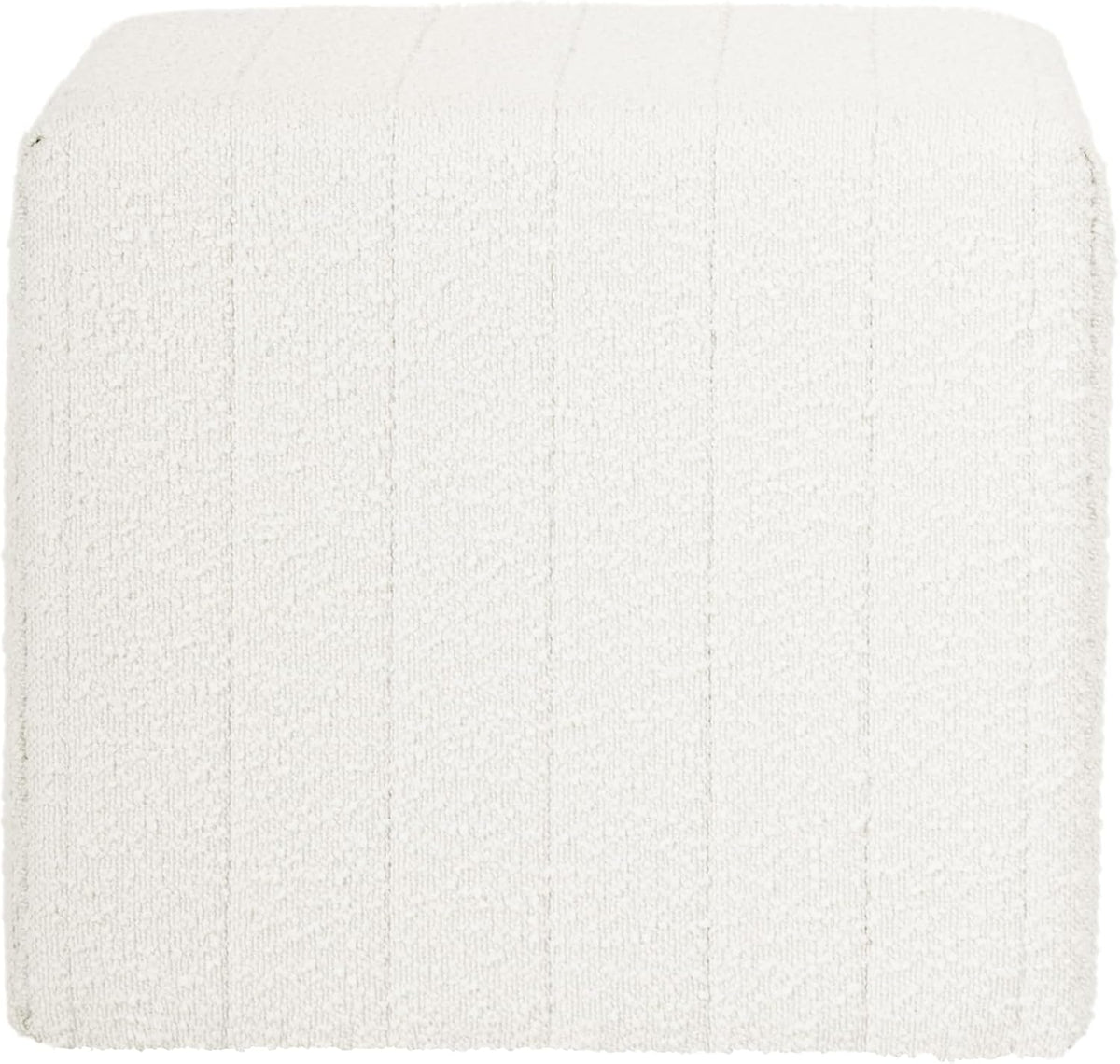 HomePop 19" Modern Channel Tufted Ottoman - Cream Boucle