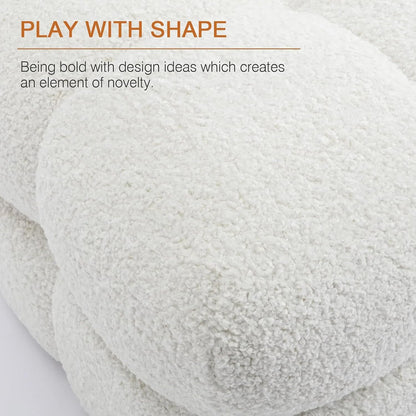 Zesthouse Square Pouf Ottomans Set of 2, Modern Backless Vanity Stool for Bedroom, White Fuzzy Foot Rest for Couch, Upholstered Tufted Footstool, Sherpa Fabric Ottoman Coffee Table for Living Room