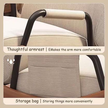 Rocking Chair with Side Bags, Adjustable Backrest Recliner Armchairs, Wide Accent Chair with Retractable Pedals, for Offices, Cafes, Reception Rooms