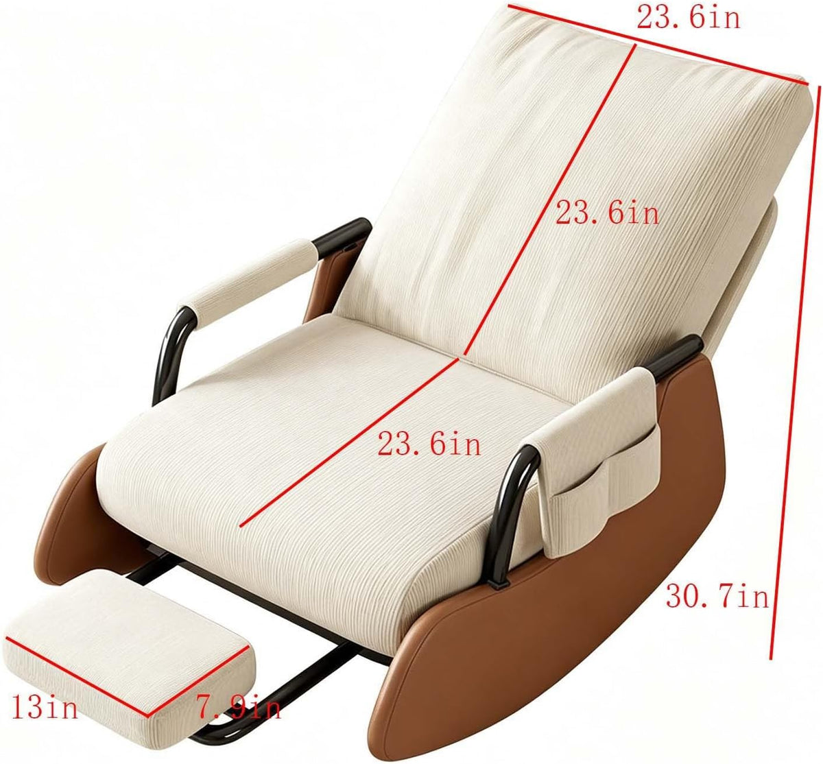 Reading Nook Rocking Chair with Foot Stool,Folding Rocking Chair | Foldable Multi-Angle Recline Indoor Rocker
