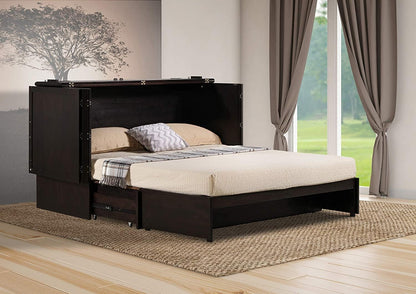 Daily Delight Murphy Cabinet Chest Bed with Charging Station & 6" Memory Foam Mattress, Queen (Java)