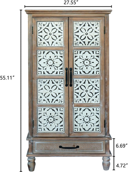 Vintage Kitchen Pantry Cabinet, Freestanding Farmhouse Storage Cabinet with 2 Shelves and 1 Drawer, Tall Cupboard for Kitchen, Living Room, Dining Room and Bathroom, Vintage