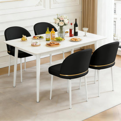 JPBSTO Modern Dining Chairs Set of 4, Swivel Upholstered Fabric Dining Chair with Metal Legs, Curved Backrest for Dining Room, Restaurant, Black