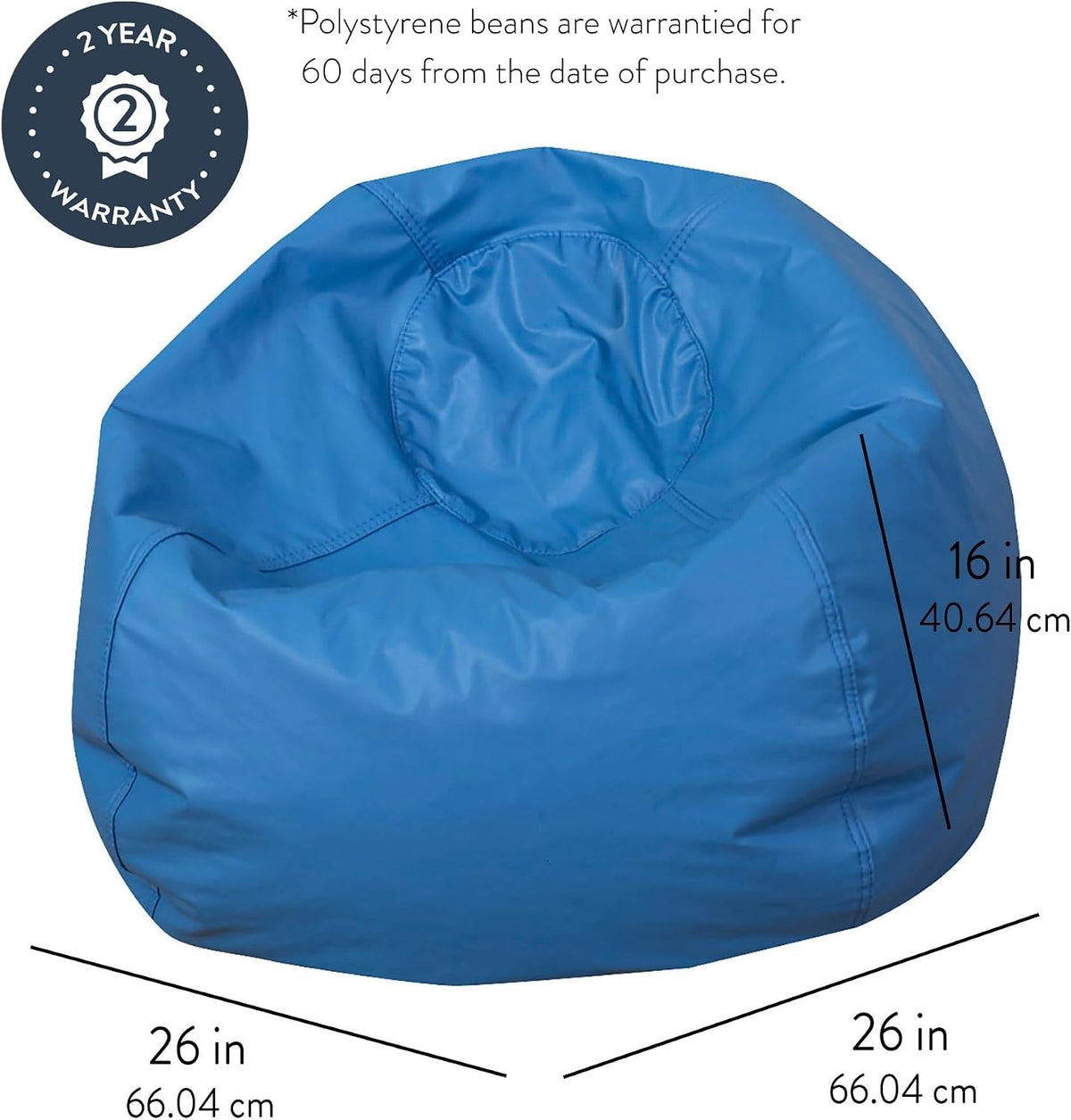 Children's Factory 26" Kids Bean Bag Chairs, Flexible Seating Classroom Furniture, Beanbag Ideal for Boy/Girl Toddler Daycare or Playroom, Deep Water (CF610-035)