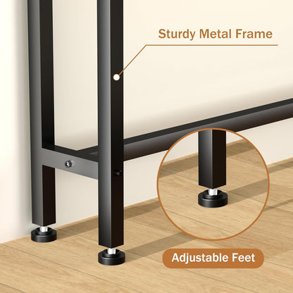 Keelian 70 Inch Double-Layer Narrow Console Sofa Table with 2 Power Outlets &4 AC Plugs&4 USB Ports, 4.9' Extension Cord Included, Behind Couch Table for Living Room/Office Easy Assembly - Black