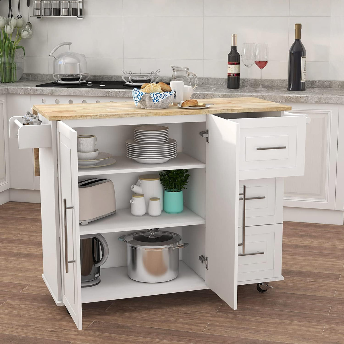Kitchen Island with Extensible Table