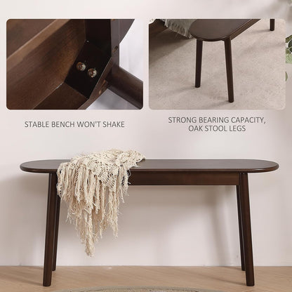 Walnut Solid Wood Bench, 39.4" L – Narrow Mid-Century Wooden Benches for Entryway, Kitchen, Dining, Bedroom & Shoe Storage