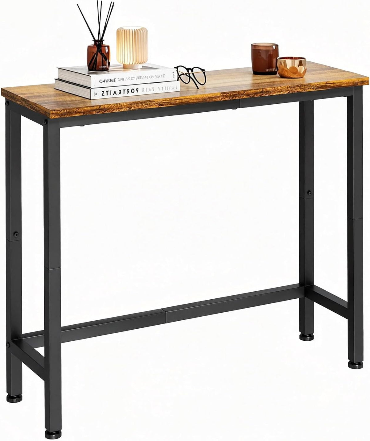 29.5 Inch Narrow Console Table, Small Entryway Table with Metal Frame, Skinny Sofa Table for Living Room Hallway Bedroom Foyer, Slim Hallway Shelf, Modern Entryway Furniture, Rustic Brown